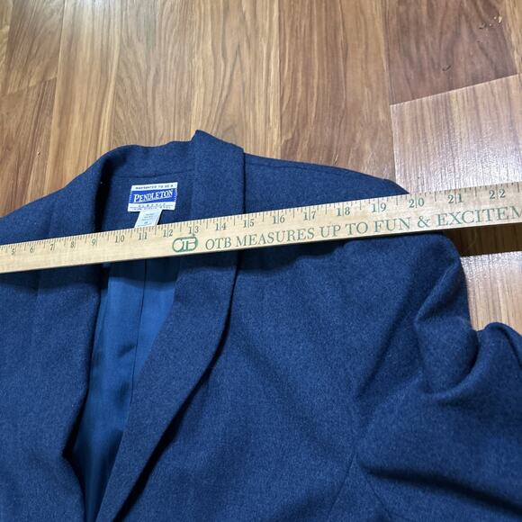 VTG Pendleton Suit Set Blue 100% Virgin Wool Blazer Skirt Career Women’s 14 USA - Picture 7 of 12